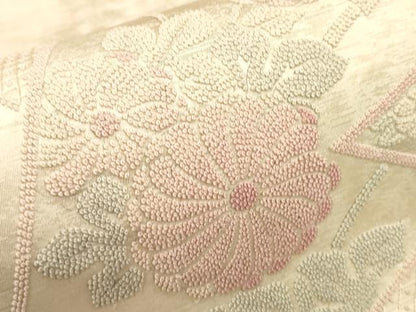 平和屋着物▼中国三大刺繍 総相良刺繍 太鼓柄袋帯 色紙重ね花文 正絹 逸品 CABE1453ak