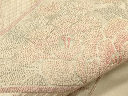 平和屋着物▼中国三大刺繍 総相良刺繍 太鼓柄袋帯 色紙重ね花文 正絹 逸品 CABE1453ak
