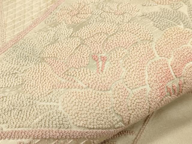 平和屋着物▼中国三大刺繍 総相良刺繍 太鼓柄袋帯 色紙重ね花文 正絹 逸品 CABE1453ak