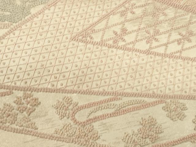 平和屋着物▼中国三大刺繍 総相良刺繍 太鼓柄袋帯 色紙重ね花文 正絹 逸品 CABE1453ak