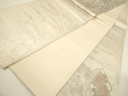 平和屋着物▼中国三大刺繍 総相良刺繍 太鼓柄袋帯 色紙重ね花文 正絹 逸品 CABE1453ak