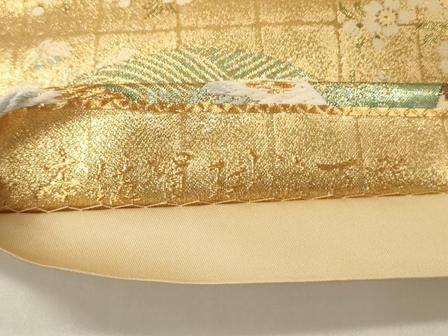 平和屋着物▼六通柄袋帯 唐織 本佐賀琳派百選 花鳥丸文 金糸 正絹 逸品 CABE1472ak