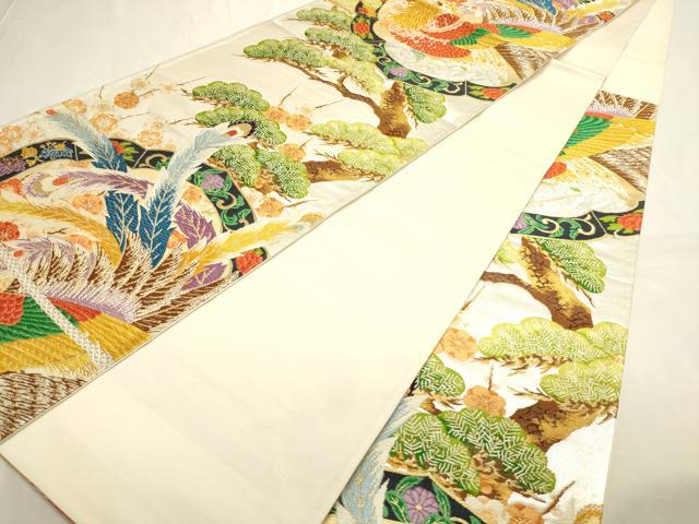 平和屋着物◎六通柄袋帯　唐織　鳳凰花文　黒地　金銀糸　正絹　逸品　AABI1011yx 平和屋着物◎佐賀錦 六通柄袋帯 鳳凰花文 金銀糸 正絹 逸品 AABI1036yx