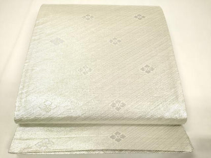 平和屋着物◎佐賀錦 両面 全通柄袋帯 吉祥菱文 銀糸 正絹 逸品 CABE1547ak