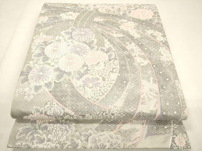 平和屋着物◎六通柄袋帯 唐織 九百錦プラチナ箔 束ね熨斗花文 正絹 逸品 CABE1580ak
