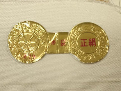平和屋着物◎西陣 弥栄織物謹製 六通柄袋帯 唐織 花鳥丸文 金糸 証紙付き 正絹 逸品 CABE1586ak