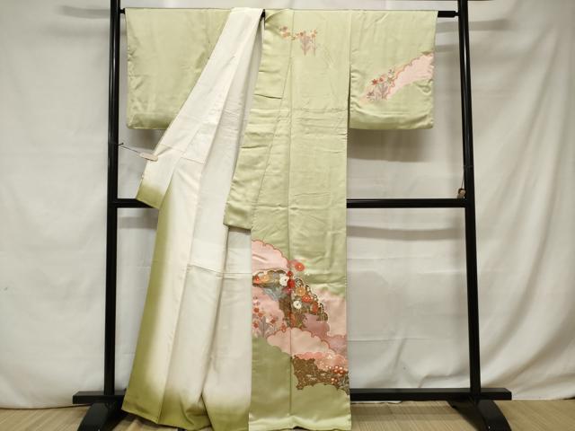 平和屋着物■訪問着 雪輪草花文 暈し染め 金彩 正絹 逸品 CABE1607ev