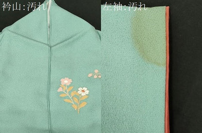 平和屋着物■上質な小紋 刺繍 草花文 銀彩 正絹 逸品 CABE1619ev