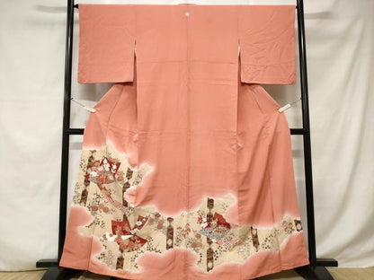 平和屋着物■豪華色留袖 駒刺繍 孔雀色紙枝花文 暈し染め 金彩 正絹 逸品 CABE1622ev