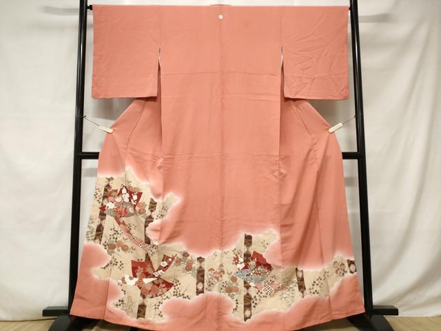 平和屋着物■豪華色留袖 駒刺繍 孔雀色紙枝花文 暈し染め 金彩 正絹 逸品 CABE1622ev