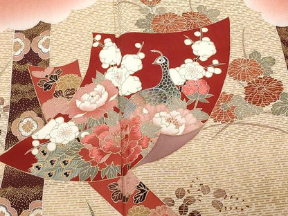 平和屋着物■豪華色留袖 駒刺繍 孔雀色紙枝花文 暈し染め 金彩 正絹 逸品 CABE1622ev