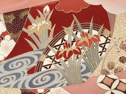 平和屋着物■豪華色留袖 駒刺繍 孔雀色紙枝花文 暈し染め 金彩 正絹 逸品 CABE1622ev