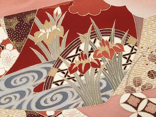 平和屋着物■豪華色留袖 駒刺繍 孔雀色紙枝花文 暈し染め 金彩 正絹 逸品 CABE1622ev