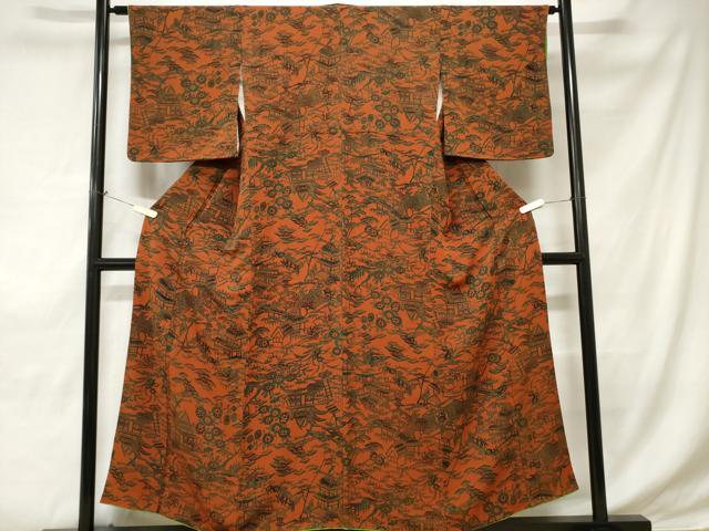 平和屋着物■宮内庁御用達 赤城右堂 小紋 型染め 御所解文 鬼しぼ縮緬 正絹 逸品 CABE1627ev