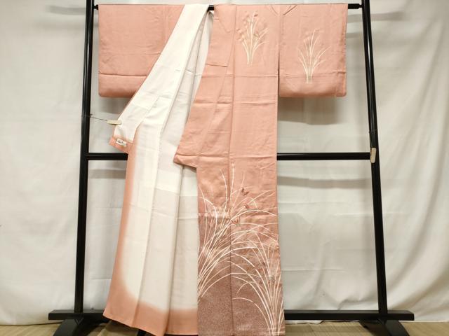 平和屋着物■訪問着 刺繍 芒 舞蝶文 シルエット 金彩 やまと誂製 正絹 逸品 CABE1643ev