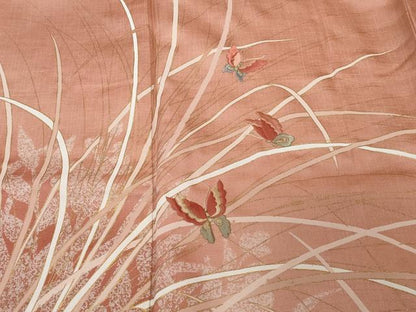 平和屋着物■訪問着 刺繍 芒 舞蝶文 シルエット 金彩 やまと誂製 正絹 逸品 CABE1643ev