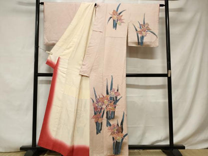 平和屋着物■訪問着 駒刺繍 枝花文 暈し染め 金彩 正絹 逸品 CABE1676ev