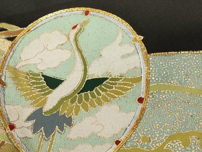平和屋着物■豪華黒留袖　駒刺繍　鼓　飛鶴松花文　金彩　正絹　逸品　CABE1680ev