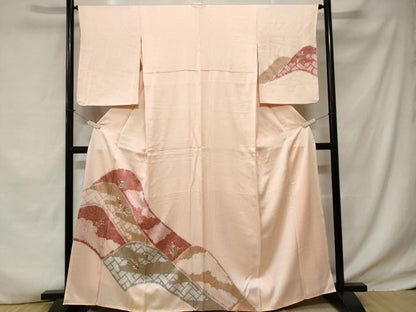 平和屋着物■訪問着 刺繍 遠山草花文 金彩 正絹 逸品 CABE1688ev