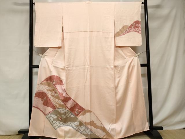 平和屋着物■訪問着 刺繍 遠山草花文 金彩 正絹 逸品 CABE1688ev