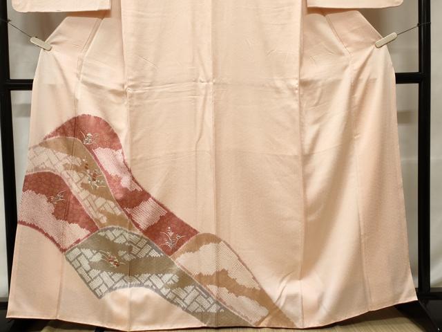 平和屋着物■訪問着 刺繍 遠山草花文 金彩 正絹 逸品 CABE1688ev