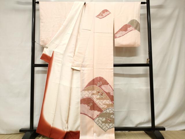 平和屋着物■訪問着 刺繍 遠山草花文 金彩 正絹 逸品 CABE1688ev