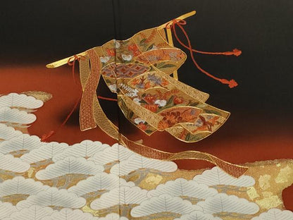 平和屋着物■豪華黒留袖　作家物　駒刺繍　誰が袖　横笛松文　暈し染め　金彩　正絹　逸品　未使用　CABE1697ev