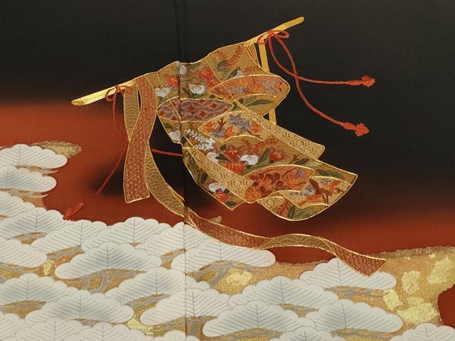 平和屋着物■豪華黒留袖　作家物　駒刺繍　誰が袖　横笛松文　暈し染め　金彩　正絹　逸品　未使用　CABE1697ev