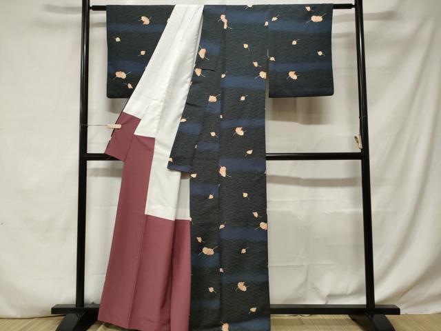 平和屋着物■小紋 舞葉文 洗える着物 CABE1707ev