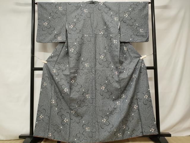 平和屋着物■小紋　舞桜文　たたき染め　洗える着物　CABE1708ev