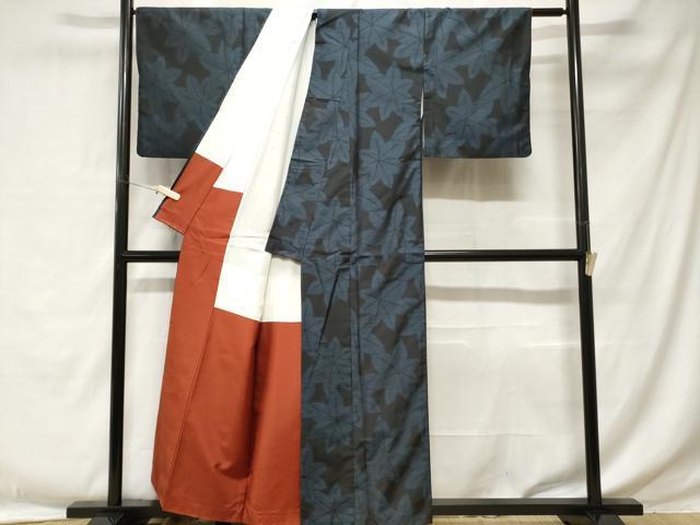 平和屋着物■本場大島紬 楓文 正絹 逸品 CABE1722ev