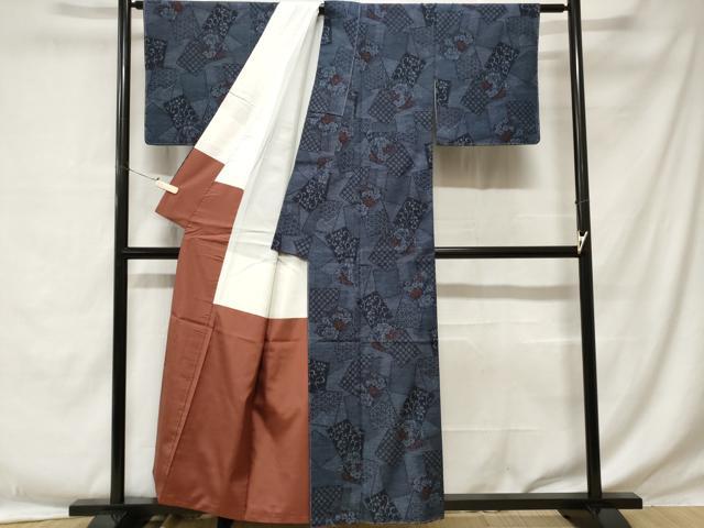 平和屋着物■上質な紬 色紙重ね花文 正絹 逸品 未使用 CABE1723ev