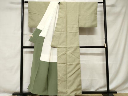 平和屋着物■上質なお召 井桁絣 正絹 逸品 CABE1724ev