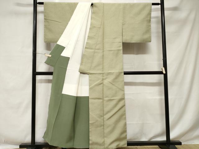 平和屋着物■上質なお召 井桁絣 正絹 逸品 CABE1724ev