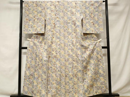 平和屋着物■上質な紬 幾何学花文 正絹 逸品 CABE1729ev