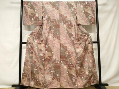 平和屋着物■上質な小紋 芝草枝花文 金彩 正絹 逸品 CABE1743ev