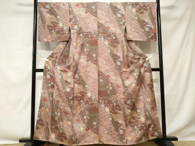 平和屋着物■上質な小紋 芝草枝花文 金彩 正絹 逸品 CABE1743ev