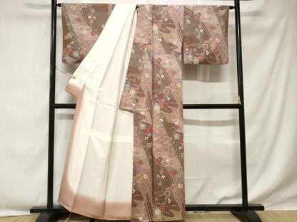 平和屋着物■上質な小紋 芝草枝花文 金彩 正絹 逸品 CABE1743ev