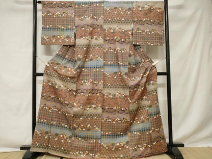 平和屋着物■訪問着 花筏 鴛鴦 花蝶文 暈し染め 金彩 正絹 逸品 CABE1758ev
