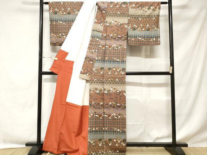 平和屋着物■訪問着 花筏 鴛鴦 花蝶文 暈し染め 金彩 正絹 逸品 CABE1758ev