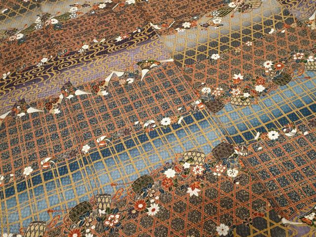 平和屋着物■訪問着 花筏 鴛鴦 花蝶文 暈し染め 金彩 正絹 逸品 CABE1758ev