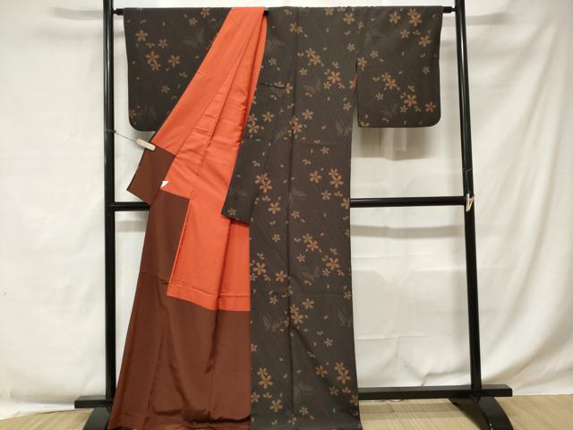 平和屋着物■小紋　花蝶文　洗える着物　CABE1780ev