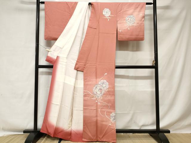 平和屋着物■上質な小紋　鏡裏花鳥文　暈し染め　金彩　正絹　逸品　CABE1788ev