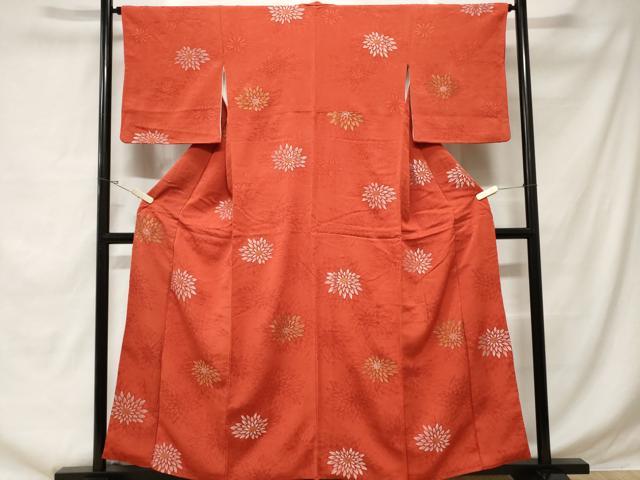 平和屋着物■上質な小紋 寿光織 菊 金銀糸 正絹 逸品 CABE1799ev