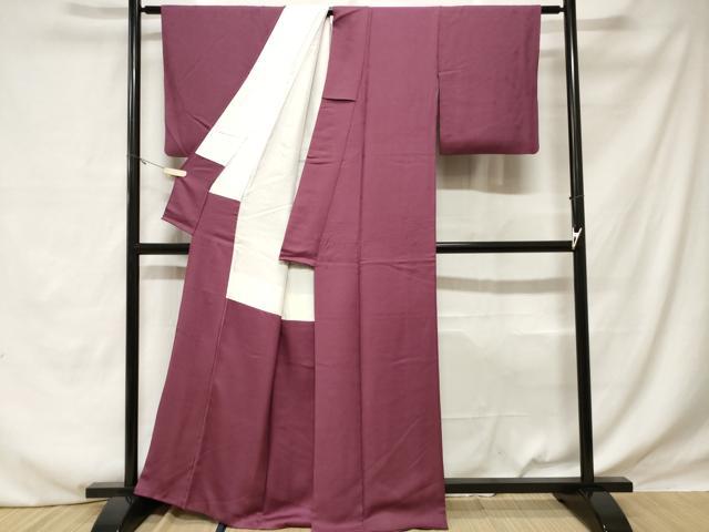 平和屋着物■本草木染作家　圓啓　色無地　幾何学地紋　暗紅色　正絹　逸品　CABE1804ev