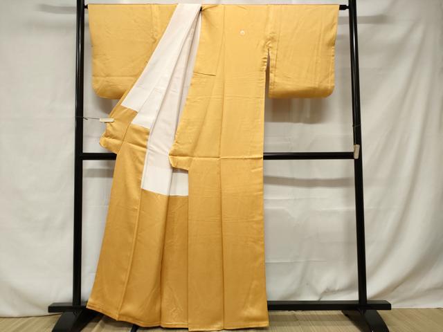 平和屋着物■上質な色無地 青海波地紋 玉蜀黍色 正絹 逸品 CABE1812ev