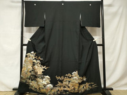平和屋着物■豪華黒留袖　御所誤記文　松竹梅　暈し染め　金彩　正絹　逸品　CABE1814ev