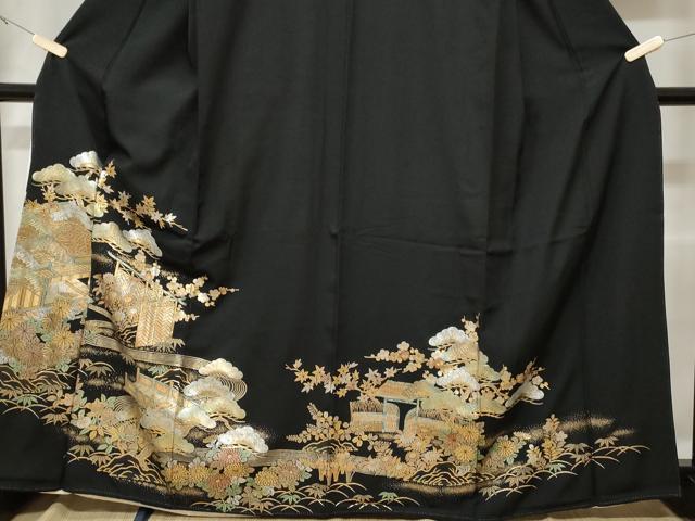 平和屋着物■豪華黒留袖　御所誤記文　松竹梅　暈し染め　金彩　正絹　逸品　CABE1814ev