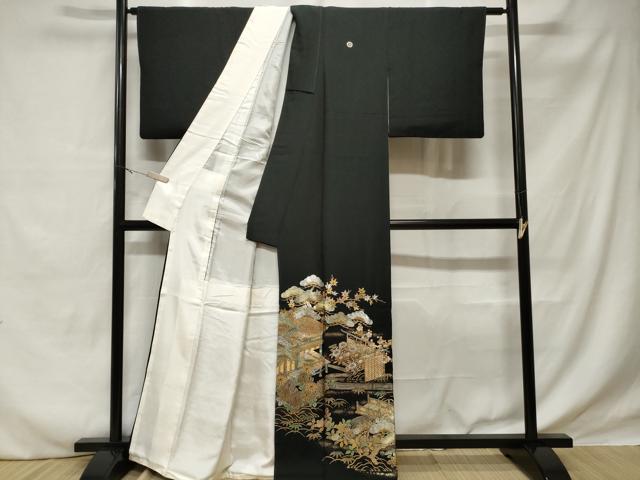 平和屋着物■豪華黒留袖　御所誤記文　松竹梅　暈し染め　金彩　正絹　逸品　CABE1814ev
