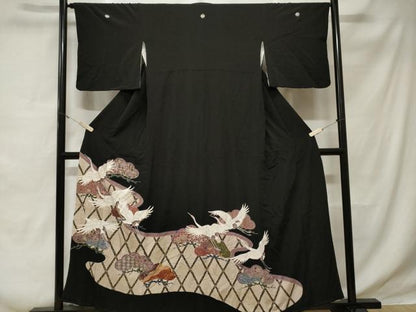 平和屋着物■豪華刺繍　松飛鶴文　金彩　正絹　逸品　CABE1816ev